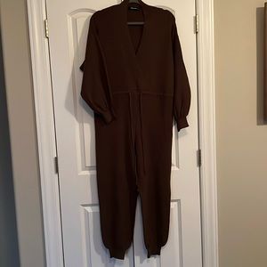 Brown Ribbed Jumpsuit